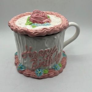 VTG Telflora Happy Birthday Ceramic Flower Container